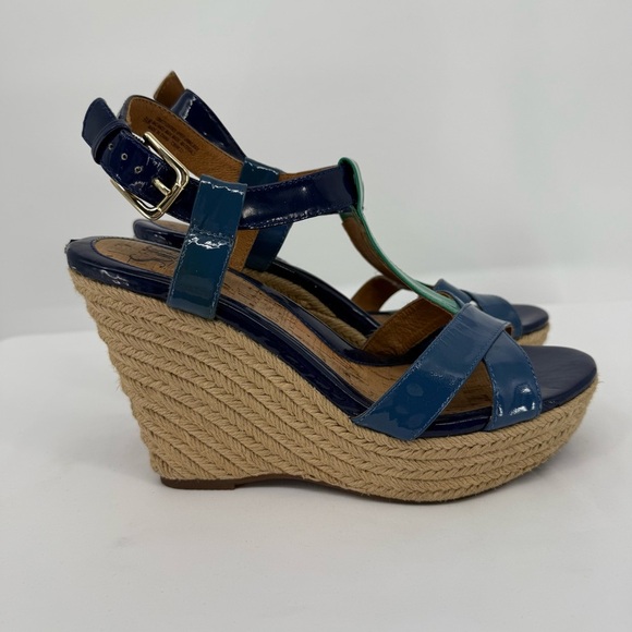 Sofft Womens Pedra T-Strap Wedge Sandals size 9.5M Blue Green Multi Color - Picture 4 of 10